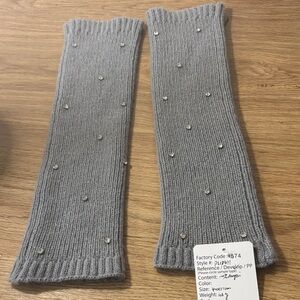 Uniqlo Gray Knit Arm Warmers with Rhinestone Details